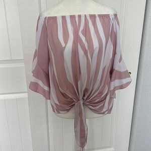 Women Striped Printed Chiffon Blouse in L